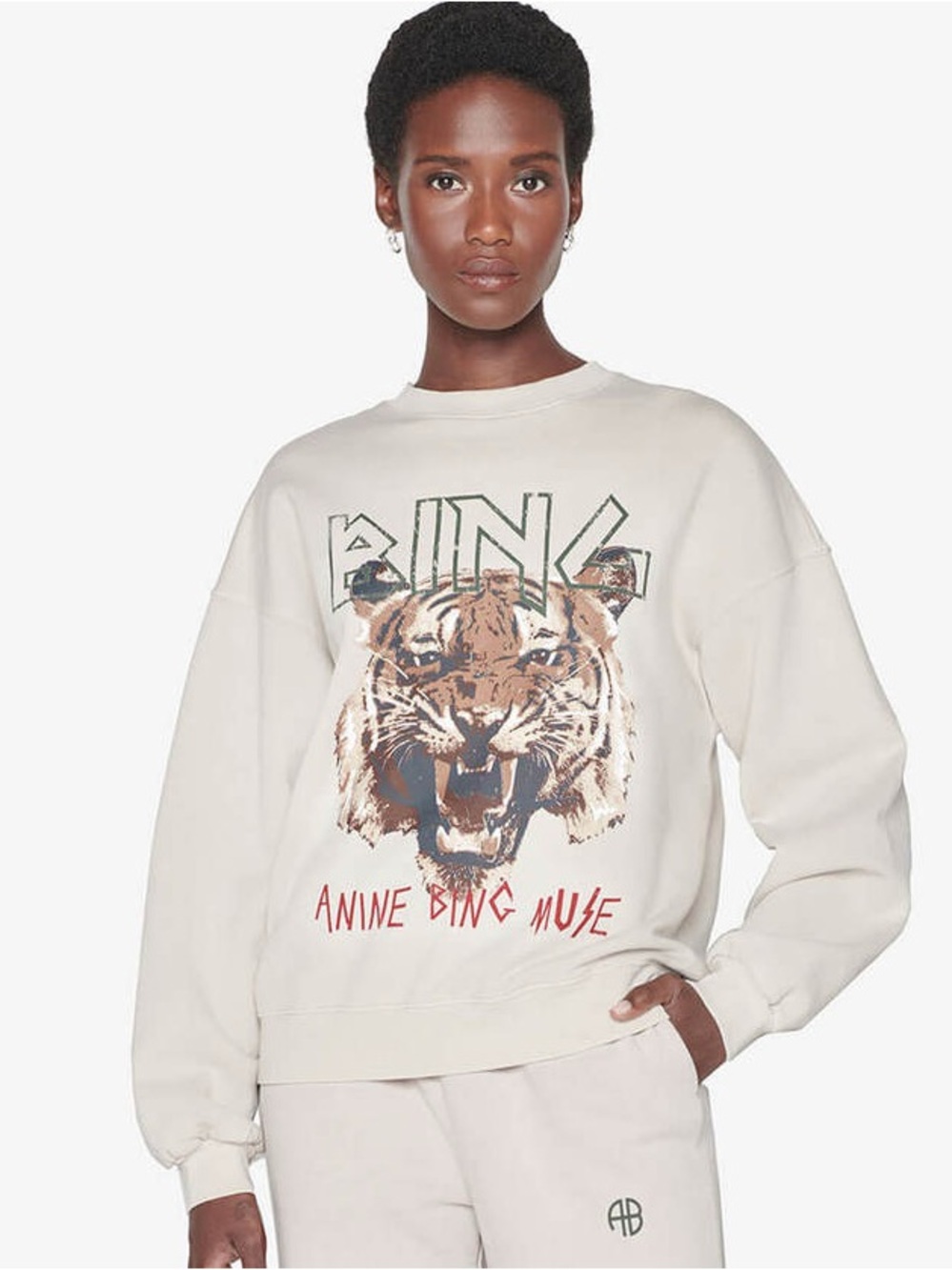 Anime Bing Cotton Tiger Pullover Sweatshirt – Women’s Large, Cream - Picture 2 of 7